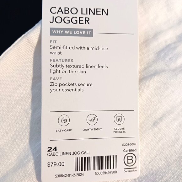 NEW Athleta Cabo Linen Jogger Mid-Rise Semi-Fitted 100% Linen Plus Size 24 - Picture 9 of 12